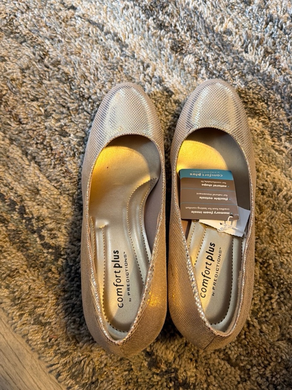 comfort plus by Predictions Metallic Gold Ballet Flats